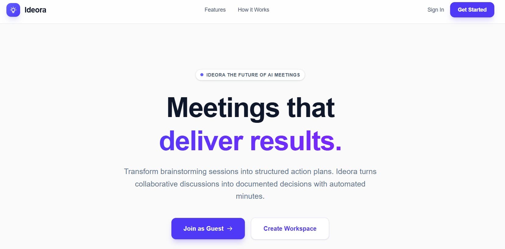 Ideora — AI-powered meeting platform that delivers results.